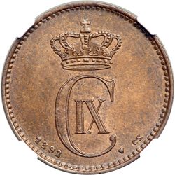 Denmark. 2 Ore, 1892-CS. NGC MS65