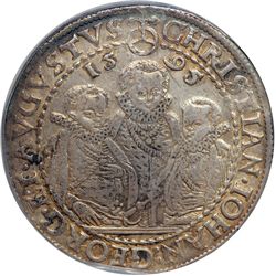 German States - Saxony. Taler, 1595. ICG AU50