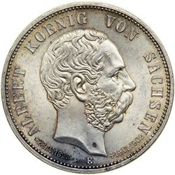 German States - Saxony. 5 Marks, 1902-E. AU
