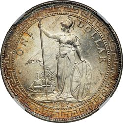 Great Britain. Trade Dollar, 1907-B. NGC MS63