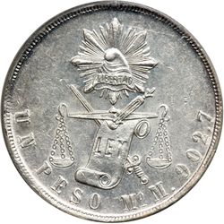 Mexico. Peso, 1872-Mo M. PCGS MS60