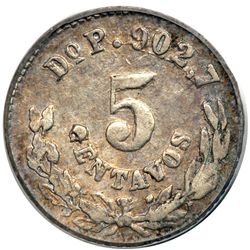 Mexico. 5 Centavos, 1877-Do P. PCGS EF45