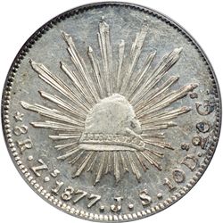 Mexico. 8 Reales, 1877-Zs JS. PCGS MS62