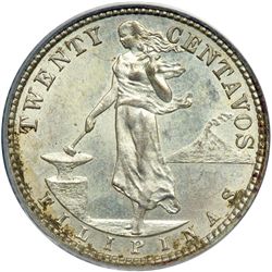 Philippines. 20 Centavos, 1916-S. ANACS MS62