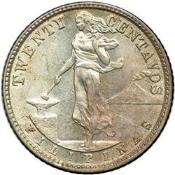 Philippines. 20 Centavos, 1929-M. UNC