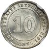 Image 2 : Straits Settlements. 10 Cents, 1919. NGC MS64