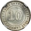 Image 2 : Straits Settlements. 10 Cents, 1919. NGC MS63