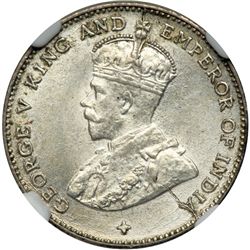 Straits Settlements. 10 Cents, 1919. NGC MS62