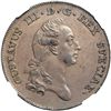 Image 1 : Sweden. 2/3 Riksdaler, 1777-OL. NGC AU50