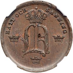 Sweden. 1/3 Skilling, 1855. NGC UNC