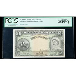 Bahamas SCWPM# 15b, ND (1953) 1 Pound. PCGS Very Fine 2