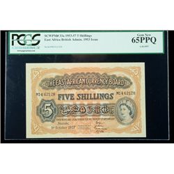 East Africa SCWPM# 33a, 1.10.1957 5 Shillings. PCGS Gem