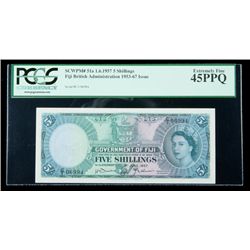 Fiji SCWPM# 51a, 1.6.1957 5 Shillings. PCGS Extremely F