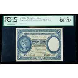 Hong Kong SCWPM# 172c, 1.6.1935 1 Dollar. PCGS Extremel