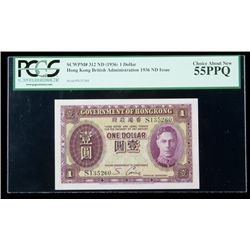 Hong Kong SCWPM# 312, ND (1936) 1 Dollar. PCGS Choice A