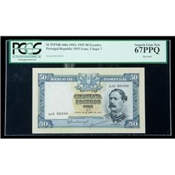 Portugal SCWPM# 160a, 28.4.1953 50 Escudos. PCGS Superb