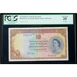 Rhodesia & Nyasaland SCWPM# 23a, 3.7.1959 10 Pounds. PC