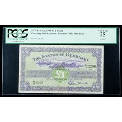 Guernsey SCWPM# 43a, 1.3.1957 1 Pound. PCGS Very Fine 2