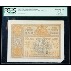 Scotland SCWPM# 81d, 2.10.1920 1 Pound. PCGS Extremely