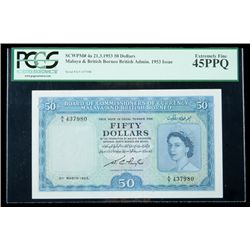 Malaya & British Borneo SCWPM# 4a, 21.3.1953 50 Dollars