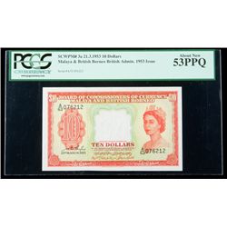 Malaya & British Borneo SCWPM# 3a, 21.3.1953 10 Dollars