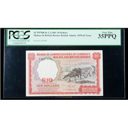 Malaya & British Borneo SCWPM# 9a, 1.3.1961 10 Dollars.