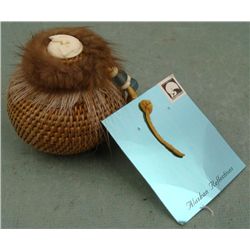Hand Woven Beaver & Caribou Fur Basket From Alaska
