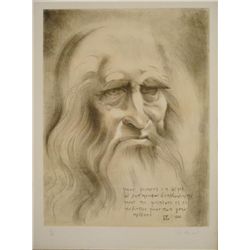 Christian Zeimert Signed Art Print Portrait of Da Vinci