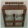 Image 1 : 2 Glass Decanters w/ Wooden Portable Carrying Case