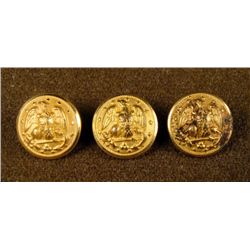 3 Civil War Orig Gilt Naval Buttons Waterbury