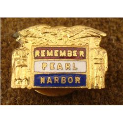 WWII REMEMBER PEARL HARBOR GILT BUTTON HOLE PIN