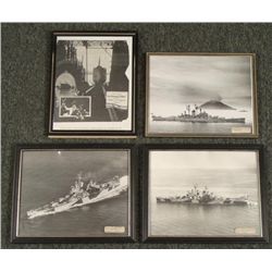 4 WWI & WWII FRAMED BATTLESHIP PHOTOS