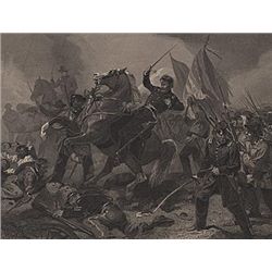 ORIGINAL Antique PRINT scene- BATTLE OF WILSON'S CREEK
