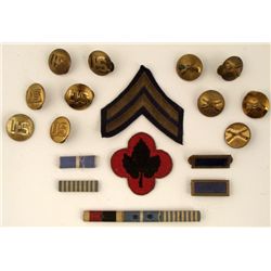 18 PC WWII COLLECTION-INCL 43RD DIV PATCH-COLLAR BRASS