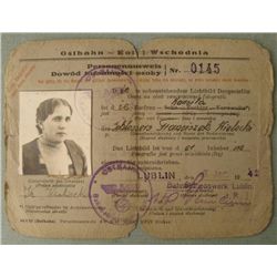 NAZI OSTBAHN KOLEJ WSCHODNIA IMPERIAL RAILWAY ID PASS
