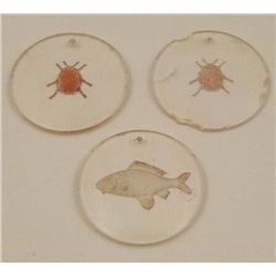 THREE NAZI WHW GLASS DONATION DISCS- FISH AND CRABS