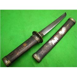 Vintage Tanto Sword Signed with detailed Copper Saya