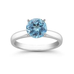 Genuine 2.50 ctw Blue Topaz Solitaire Ring 14kt Gold-White 8mm