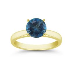 Genuine 0.85 ctw London Blue Topaz Solitaire Ring 14kt Gold-Yellow