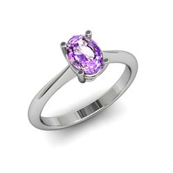 Genuine 0.45 ctw Amethyst Ring 14kt White or Yellow Gold