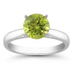 Genuine 1.25 ctw Peridot Solitaire Ring 14kt Gold-White