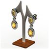 Image 1 : Citrine 3.40 ctw Diamond Dangling Earring 18k W/Y Gold