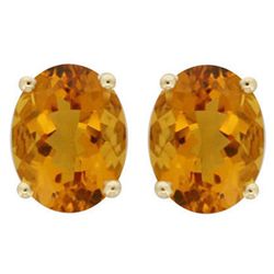 Genuine 3.50 ctw Citrine Oval Stud Earrings 14kt Gold-White