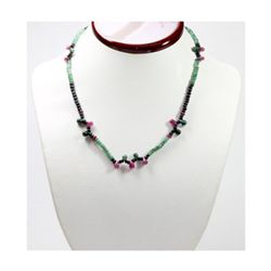 Natural 80.61 ctw Emerald, Ruby & Sapphire Bead Necklace