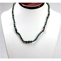 Natural 94.39 ctw Emerald, Ruby & Sapphire Bead Necklace