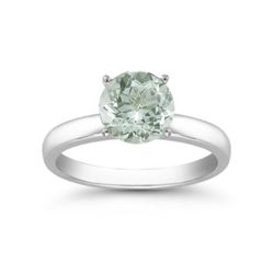 Genuine 2.0 ctw Green Amethyst Solitaire Ring 14kt Gold-White