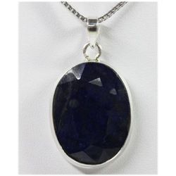 55.73 ctw Dark Blue Sapphire 0.925 Sterling Silver Pendant