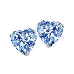 Genuine 3.0 ctw Heart Aquamarine Stud Earrings 14kt Gold-White