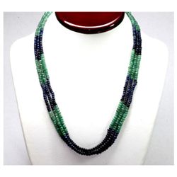 Natural 195.92 ctw Emerald & Sapphire Bead Necklace