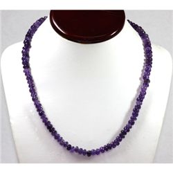 153.73 ctw Amethyst Round Beads Necklace with brass clasp